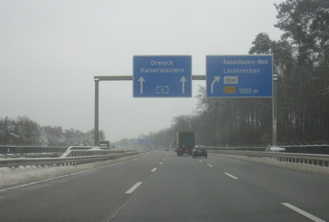 A6 - Kreuz 15, Kaiserslautern-West (1000m)