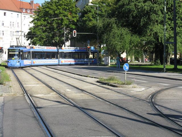 Diverted tram in St Martins Platz