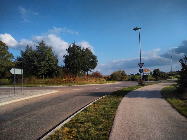 Kreisverkehr an der FÜ19 kurz vor Zirndorf