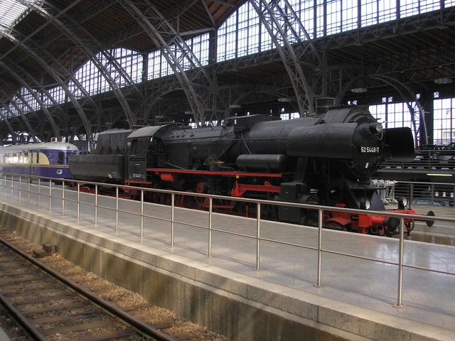 Steam locomotive at Leipzig Hbf
