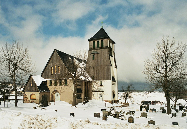 Zinnwald: Blick auf die Exulantenkirche