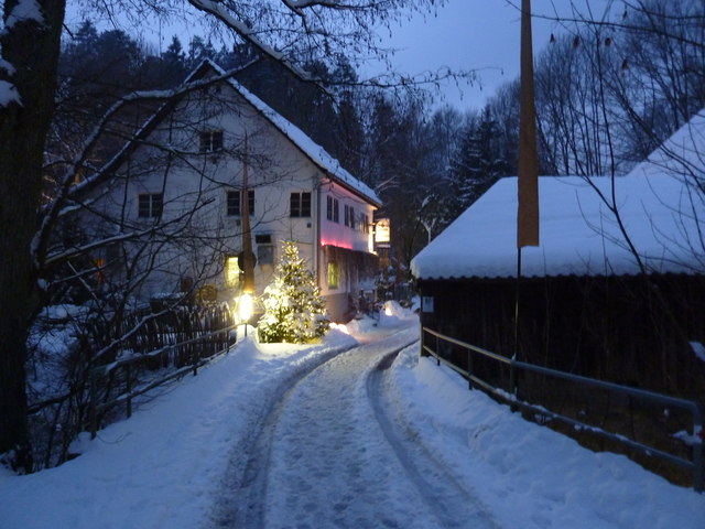 Siebenmühlental: Seebruckenmühle im Winter